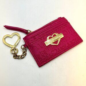 Juicy Couture Imprinted Pink Card Holder with Key Chain